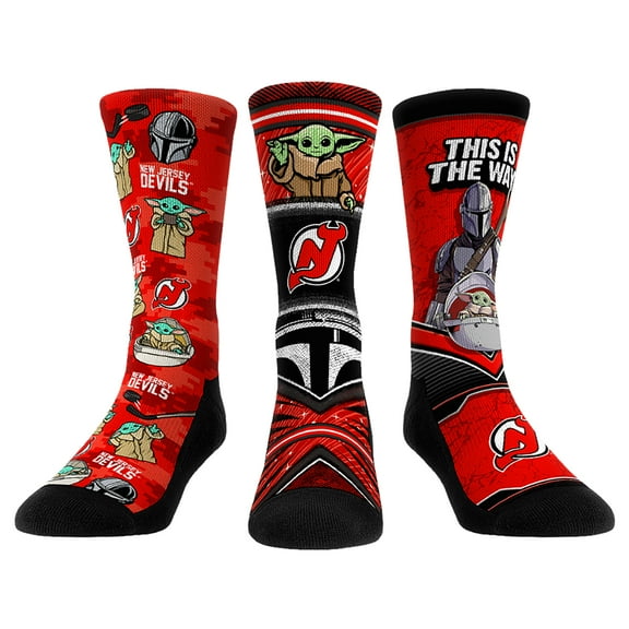 Unisex Rock Em Socks New Jersey Devils The Mandalorian 3-Pack Crew Socks