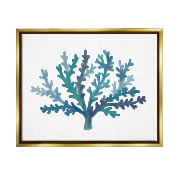 Stupell Industries Casual Blue Aquatic Coral Graphic Art Metallic Gold Floating Framed Canvas Print Wall Art, Design by Nina Muis Surface Design