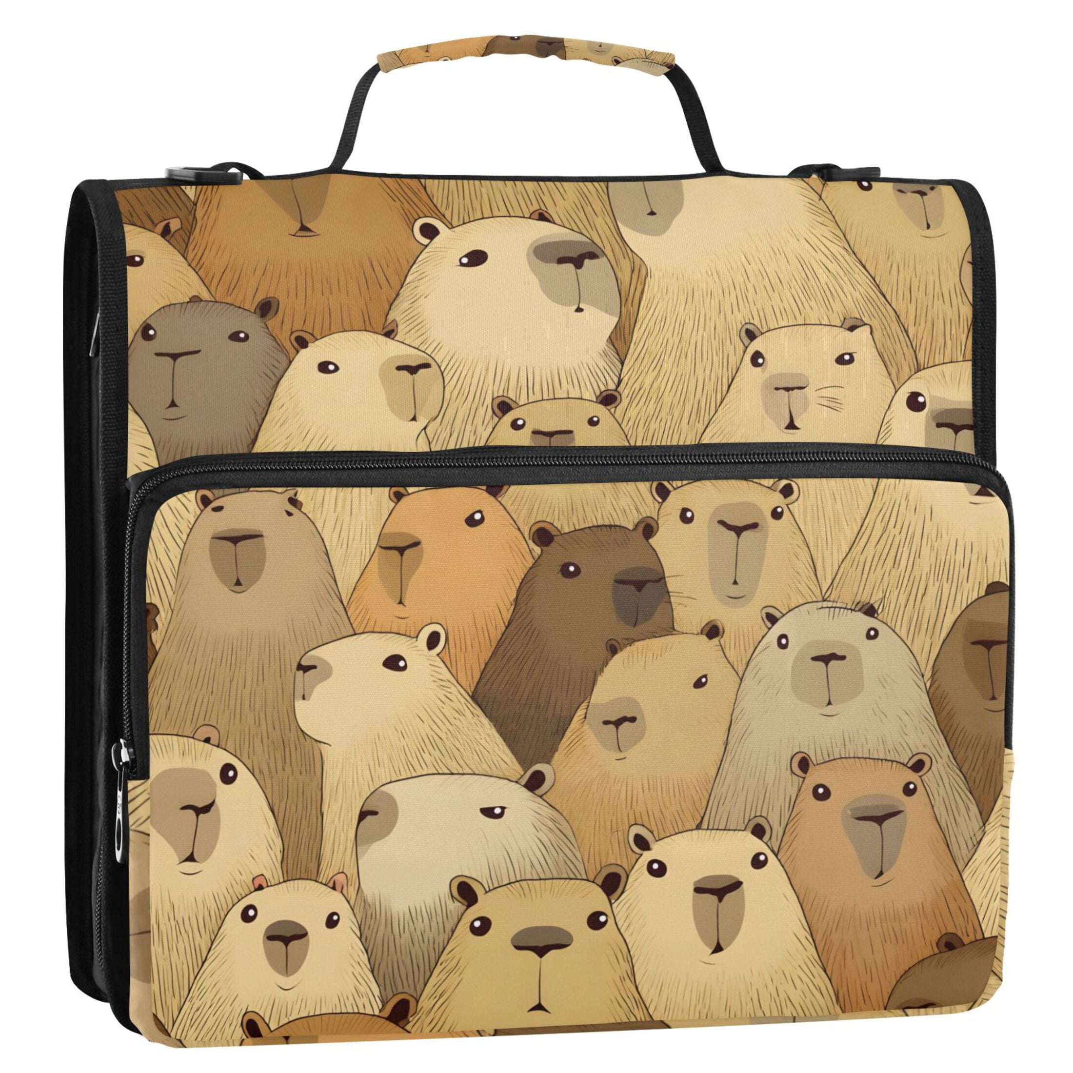 ALAZA Zipper Binder Doodle Capybara 3 Ring Trapper Keeper File Folder Organizer Bag