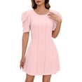 thumbnail image 2 of mfyjkho Vestidos de tallas grandes, Vestido elegante de mujer con cuello redondo y puños de patchwork en color liso Vestidos para invitadas de boda para mujer xl, 2 of 8