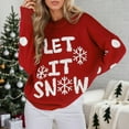 thumbnail image 2 of BOOMNY Christmas Women's Sweaters Long Sleeve Sweaters for Women Xmas Letter Embroidery Crewneck Warm Knit Pullover Trendy Tops 2025 Fall Winter Knitwear, 2 of 8