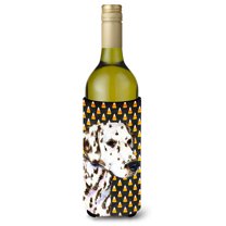 Carolines Treasures SS4262LITERK Dalmatian Candy Corn Halloween Portrait Wine Bottle Hugger Wine Bottle multicolor
