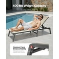 thumbnail image 2 of VEVOR Foldable Chaise Lounge Chair 5 Position Adjustable Back Pool Sun Tanning Chair, 2 of 9