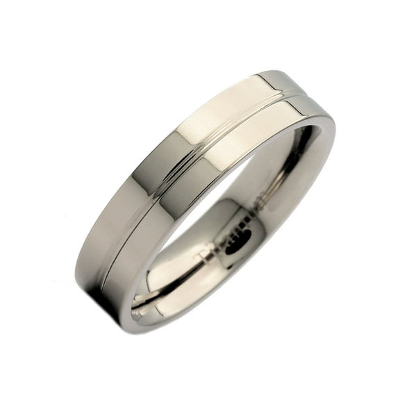 Metals Jewelry Men / Women 6mm Titanium Mirror Polished Center Grooved Wedding Band Ring Size 10