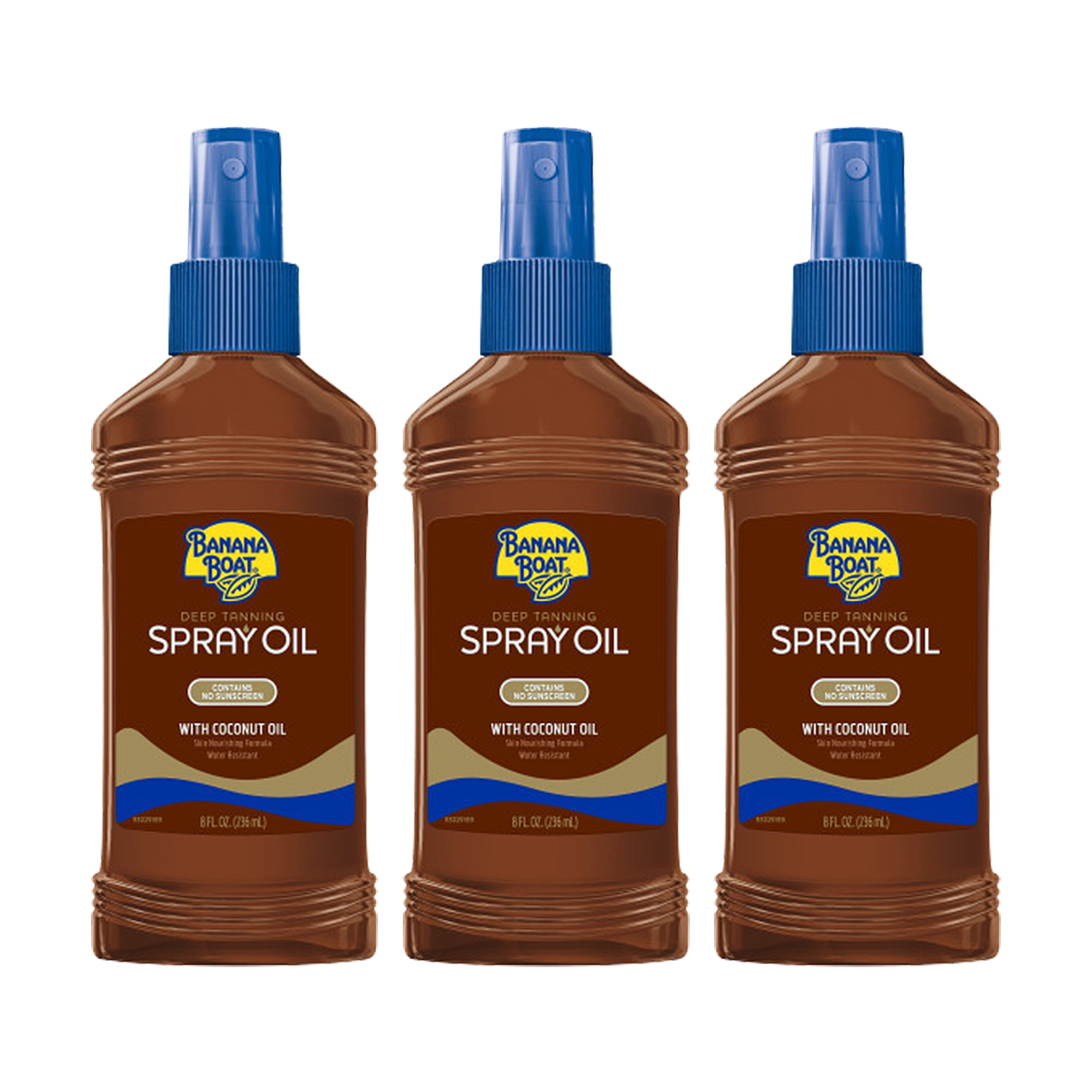 Banana Boat Deep Tanning Oil Pump Spray 8 Ounces (Pack of 3