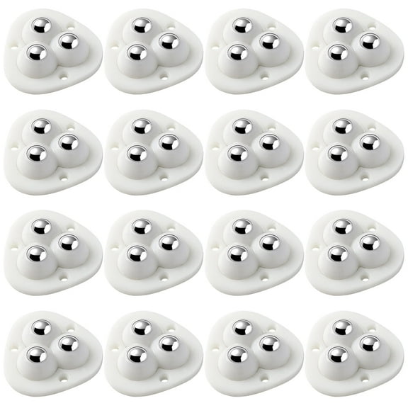16 PCS Self Adhesive Caster Wheels,Appliance Rollers for Kitchen Appliances,360°Swivel Universal Wheel Mini Ball Transfer Roller for Storage Box,Small Furniture (with 3 Ball Bearings,White)