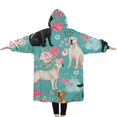thumbnail image 2 of Oversized Wearable Blanket Hoodie,Labrador Dogs with Pioneer Flower Sherpa Blanket Hoodie with Super Pockets,Super Warm Fuzzy Pullover for Women & Men, 2 of 6