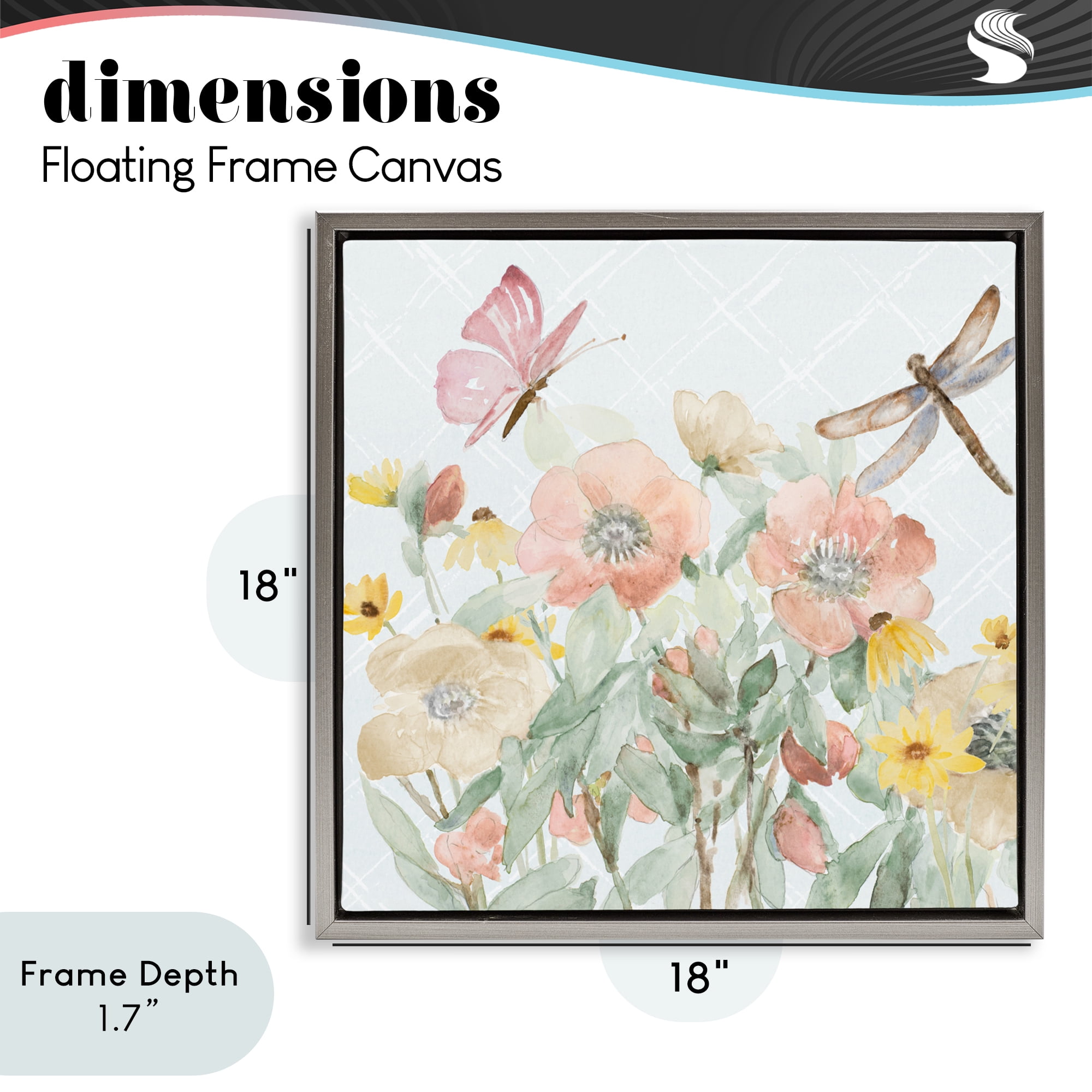 Stupell Industries Garden Joy with Insects Gray Framed Floater Canvas Wall Art, design by Lanie Loreth