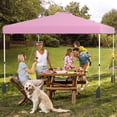 thumbnail image 2 of Gymax 10 X 10 FT Pop up Canopy Tent w/ 1 Sidewall Wheeled Bag 8 Stakes & 4 Wind Ropes Pink, 2 of 10