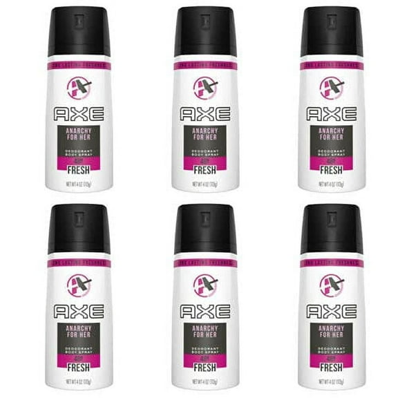 6 Pack AXE Anarchy for Her Deodorant Body spray For Women 150ml / 5.7oz