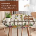 thumbnail image 4 of Fall Leaves Round Tablecloth, Fitted Table Cover with Elastic for 45"-54" Round Tables, Thanksgiving Pumpkins Country Wildflowers Rustic Table Cloth Outdoor Dinning Party Waterproof Tablecloths, 4 of 7