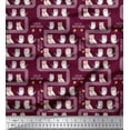 thumbnail image 1 of Soimoi Purple Japan Crepe Satin Fabric Text & Owl Bird Print Fabric by Yard 42 Inch Wide, 1 of 3