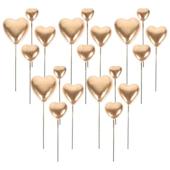 Golden Heart Shaped Cake Toppers for Wedding Made of Iron Wire and Foams 20 Pieces