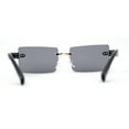 thumbnail image 4 of Mens Classic Minimal Thin Rectangle Rimless Sunglasses All Black, 4 of 4