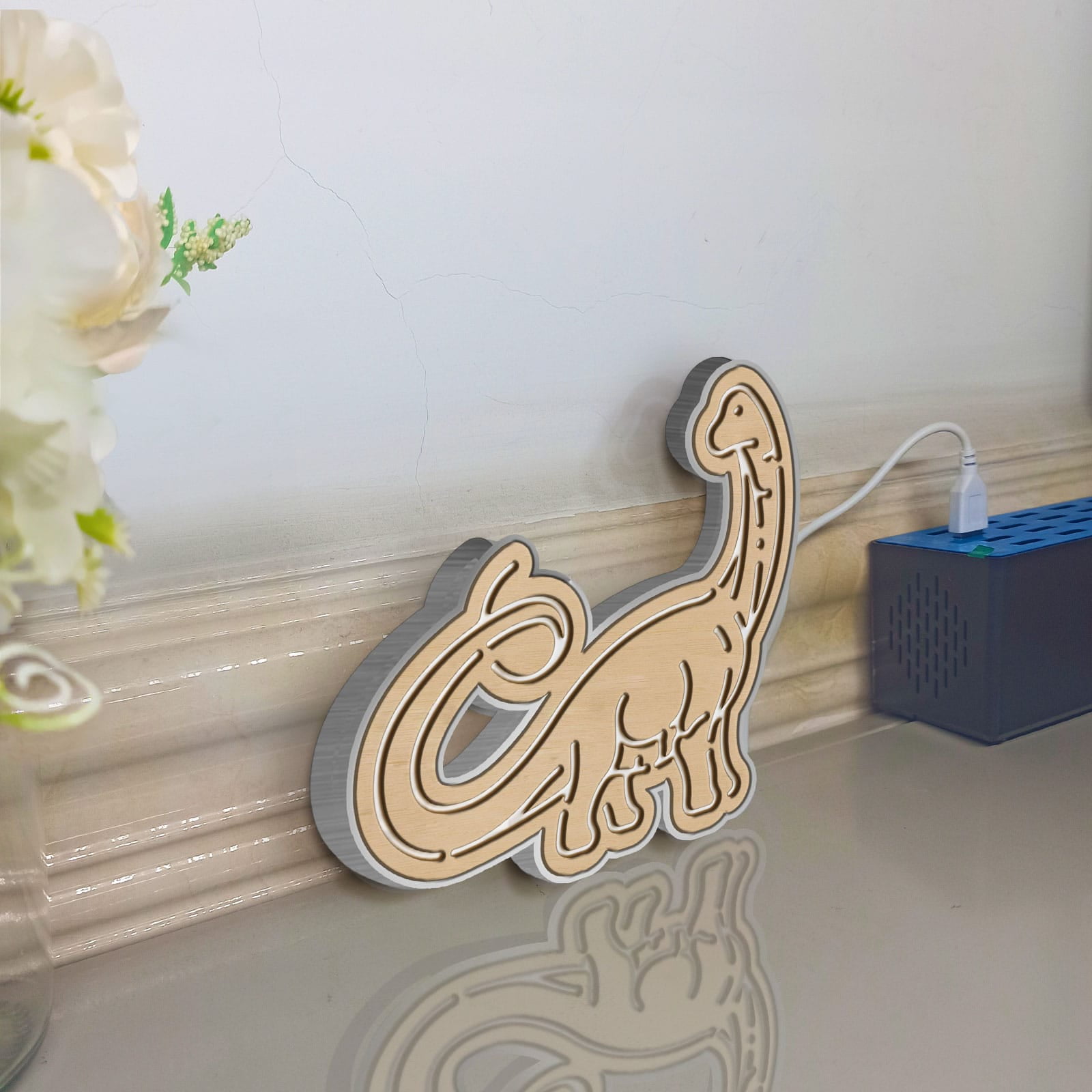Dinosaur Led Light Box, Dimmable Neon-Like Light Signs USB Power for Wall Decor Bedroom Decoration, Static Light (WxH) 11"x11"