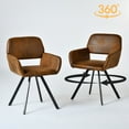 thumbnail image 1 of Homy Casa Set of 2 Swivel Office Chair with Upholstered Seat Ergonomic Back, Brown Suede, 1 of 10