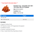 thumbnail image 2 of Distributor Cap - Compatible with 1989 - 1991 Volvo 780 2.3L 4-Cylinder 1990, 2 of 2