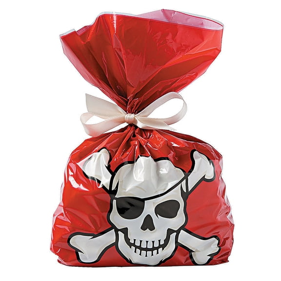 Pirate Cellophane Bags - Party Supplies - 12 Pieces
