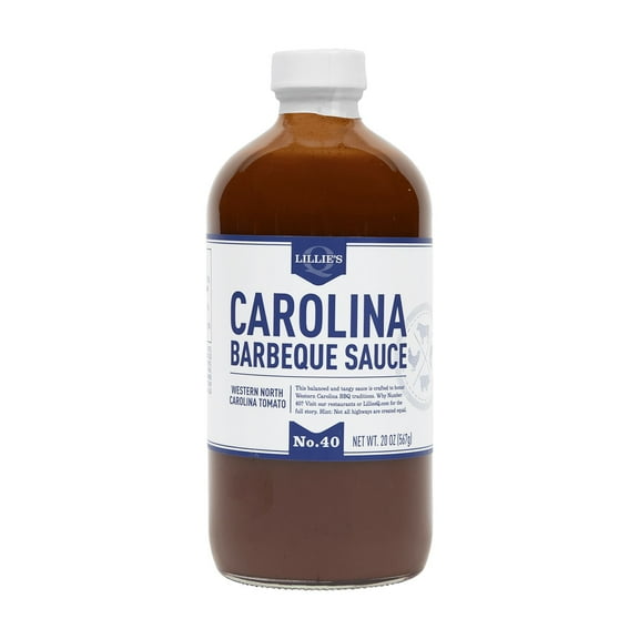 Lillie’s Q Carolina BBQ Sauce, 20 oz – Western NC Tomato, Balanced & Tangy, Contains Mustard Seeds
