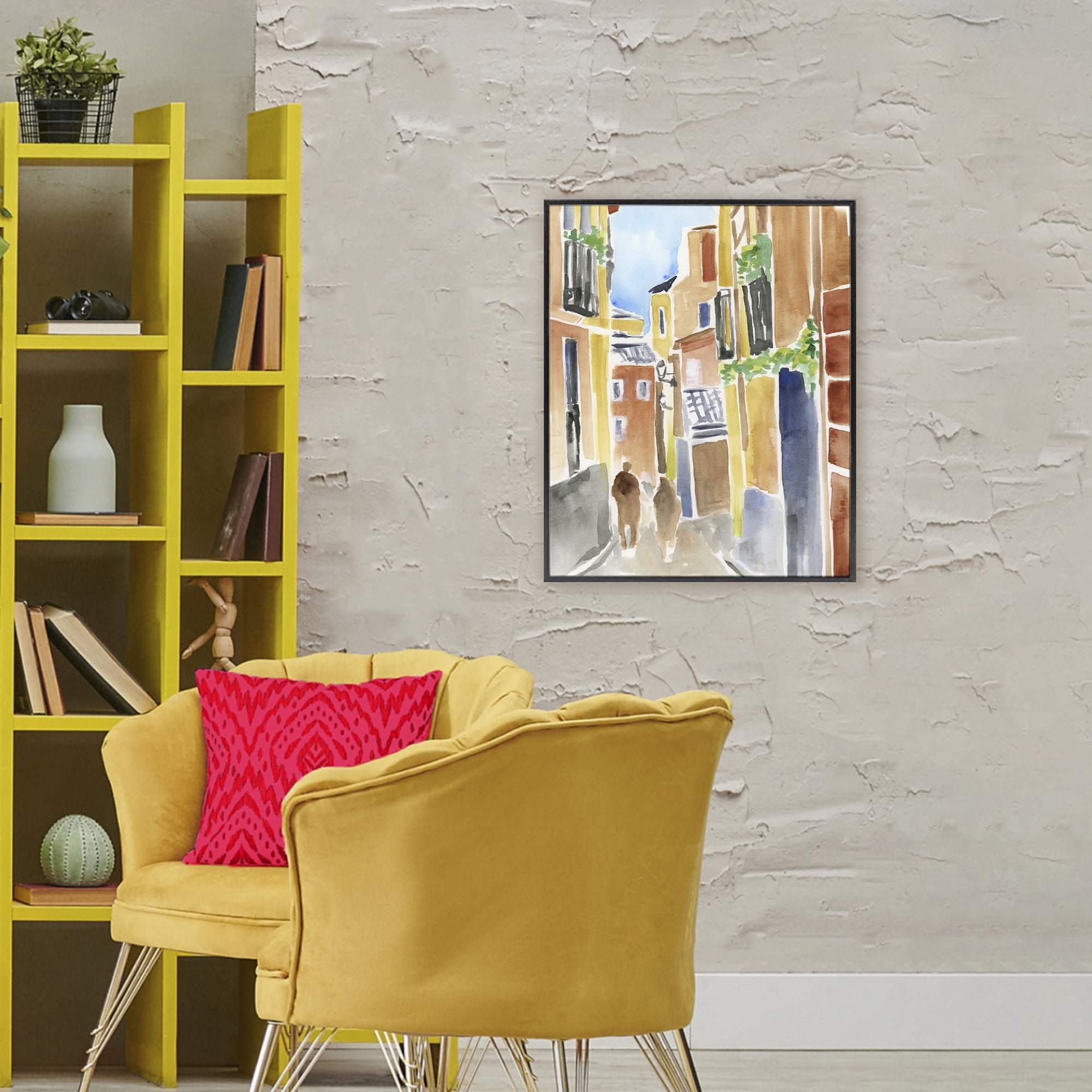 Stupell Industries Calles de Madrid Architecture Black Framed Giclee Art, design by June Erica Vess