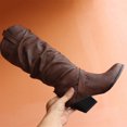 thumbnail image 6 of Fesfesfes Boots for Teen Girls Retro Belt Buckle Knee Length Increased Warmth Thick Heel High US:6(37), 6 of 6