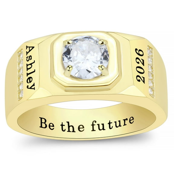 Ccjcinata Fully Personalized Customized Sterling Silver Class RIngs - Fully Personalized - Class rings for men high school (Sterling Silver - Gold Plated)