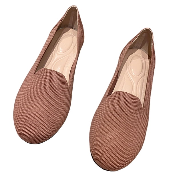 Mocasines Zapatos sin cordones Wdftyju para mujer Tejido cómodo Rosa (42)