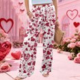 thumbnail image 4 of LWavelet Soft Fabric Heart Print Wide Leg Pants Women Valentine's Day Casual Wear Vermilion L, 4 of 6