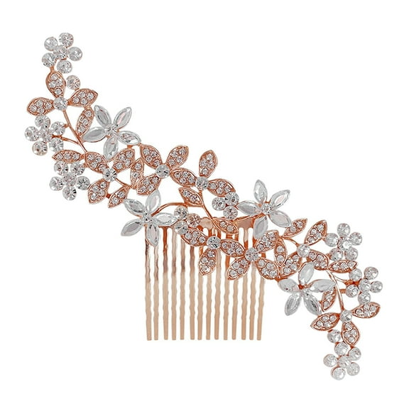 Soimiss Hair Accessories for Wedding Women Rhinestone Rose Gold 1Pack