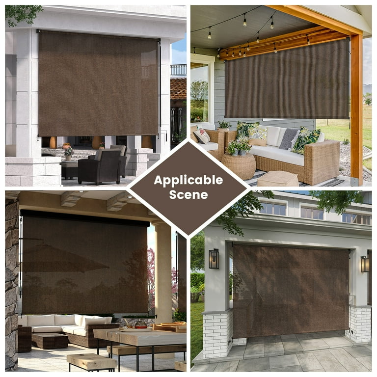 VICLLAX 7'Wx8'H Outdoor Roller Shades, Crank Operation, Sun