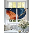 thumbnail image 6 of Sheer Curtains 54 Inches Long, Navy Blue Burnt Orange Light Filtering Window Curtains for Living Room/Bedroom, Boho Art Modern Geometric Rod Pocket Voile Sheer Curtain Drapes, 52"W x 54"L, 2 Panels, 6 of 8