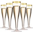 thumbnail image 1 of 50 pcs Gold Rim Champagne Glasses 150ml, Reusable Flutes for Garden Wedding, Day Parties, Shows, 1 of 5