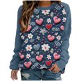 thumbnail image 1 of VALMASS Chandails en Molleton Col Rond pour Femmes Saint-Valentin Imprimé Floral Manches Longues Mode Décontractée Blouses Sans Capuche (m, Marine), 1 of 3