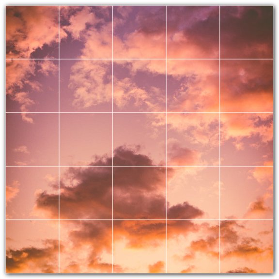 Picture-Tiles.com: Clouds Ceramic Tile Wall Mural WAL500371-55S. 21.25"W x 21.25"H using (25) 4.25" x 4.25" Ceramic Tiles-Satin Finish