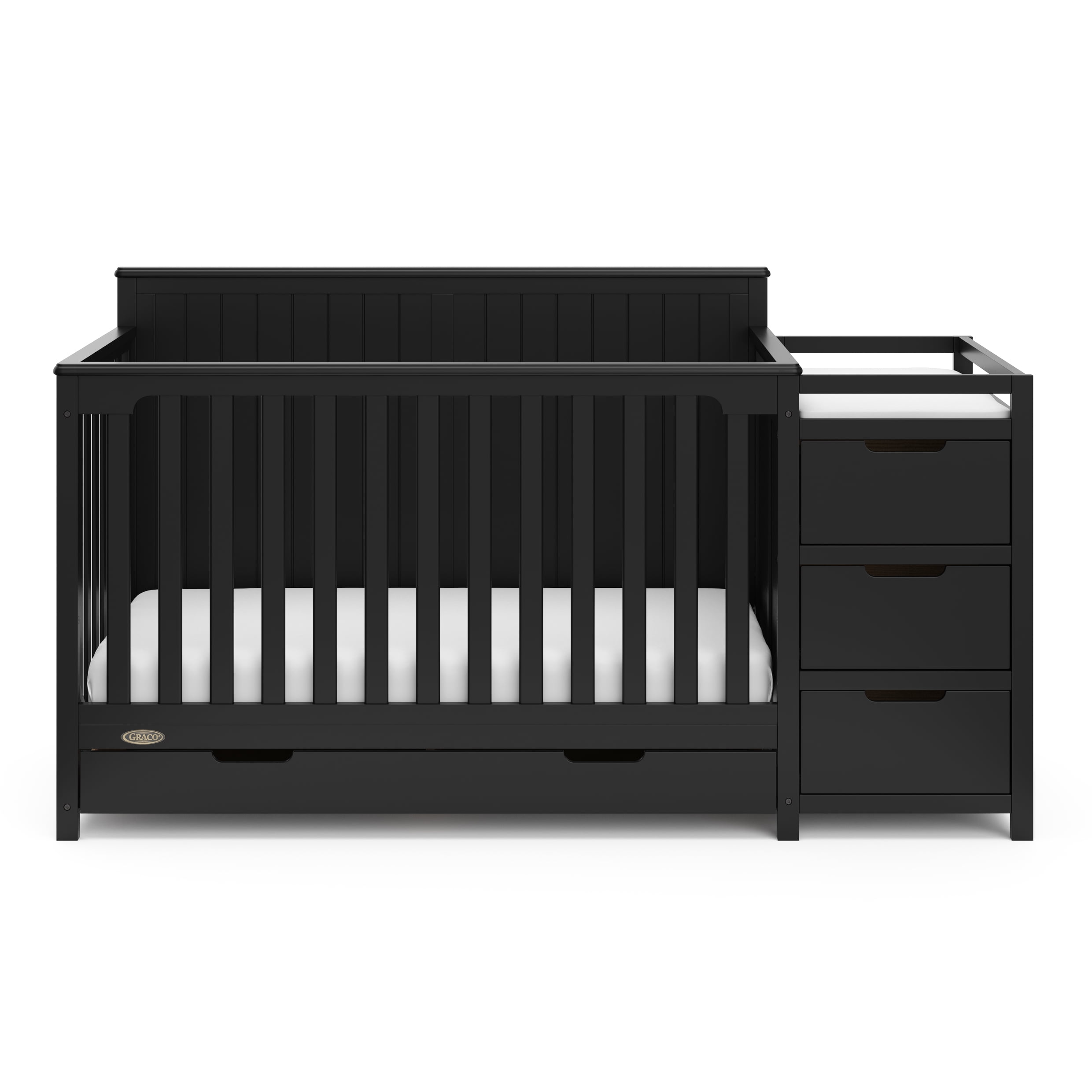 Graco Hadley 5-in-1 Convertible Baby Crib and Changer with Drawer, Black