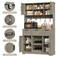 thumbnail image 5 of Homfa 72'' Kitchen Pantry Buffet Hutch, 4 Doors 3 Drawers Cupboard with Countertop & Adjustable Shelves, Farmhouse Storage Cabinet for Dining Room,Gray, 5 of 7