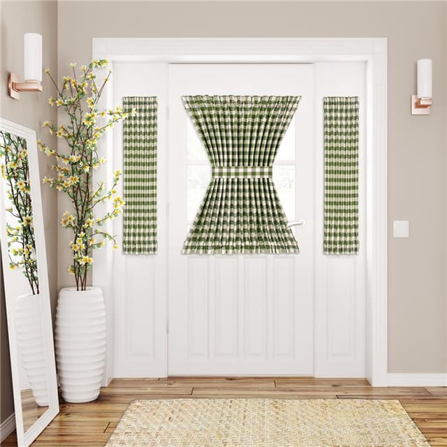 Achim BC54X40SG6 54 x 40 in. Polyester Light Filtering Buffalo Check Rod Pocket Curtain Panel, Sage