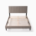 thumbnail image 4 of Queen Size Upholstered Platform Bed Frame with Wing Back Headboard, Wooden Slats and Metal Legs, 4 of 8