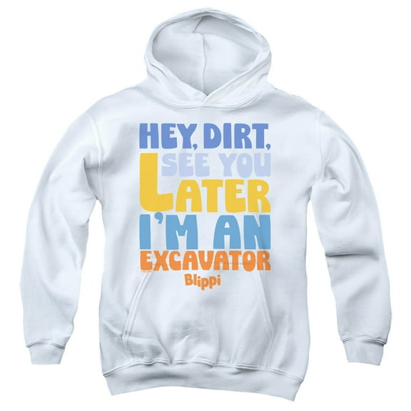 Blippi Excavator Song Youth Kids Boy/Girls Pull-Over Hoodie, White, Small