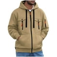 thumbnail image 3 of JUSLIO Mens Hoodies with Pockets Hooded Sweatshirts Zipper Long Sleeve Hoodies Khaki M, 3 of 7