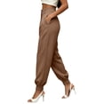 thumbnail image 7 of ClodeEU Women's High Waist Button Tapered Dress Pants with Pockets,Business Casual Work Trousers Brown,Women's Plus L, 7 of 7