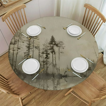 

Orinice Trees Sky Clouds Round Table Cover Stain Resistant Washable Indoor Outdoor Tablecloth Kitchen Dining Wedding Parties Picnic Farmhouse 100% Polyester Fiber 38-42