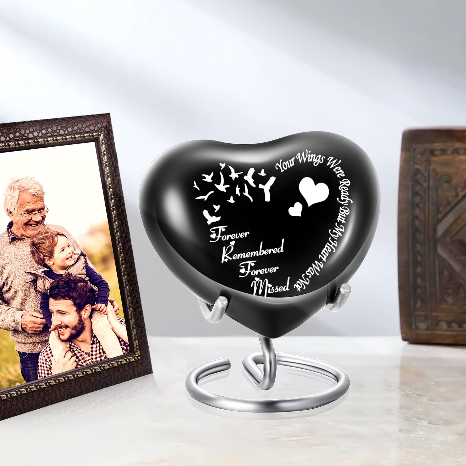 Heart Keepsake Urn - For Human Ashes Mini Urn with Box & Stand  Heart Shaped Urn Memorial Small Keepsake Urn Handcrafted Small Memorial Urn for Ashes