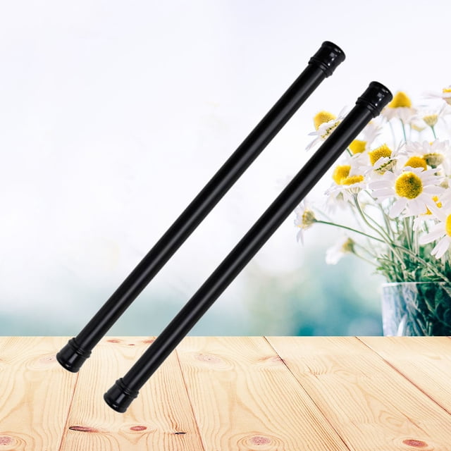 OULII 2Set Black Metal Expandable Curtain Rods for Living Room Telescopic Style