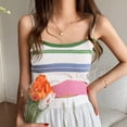 thumbnail image 2 of Womens Loose Fit Casual Tank Tops for Women Sexy Girl Braid Color Stripe Halter Vest Knitted Inner Vest Sleeveless Top Summer Tops Layering And Everyday Wear, 2 of 4