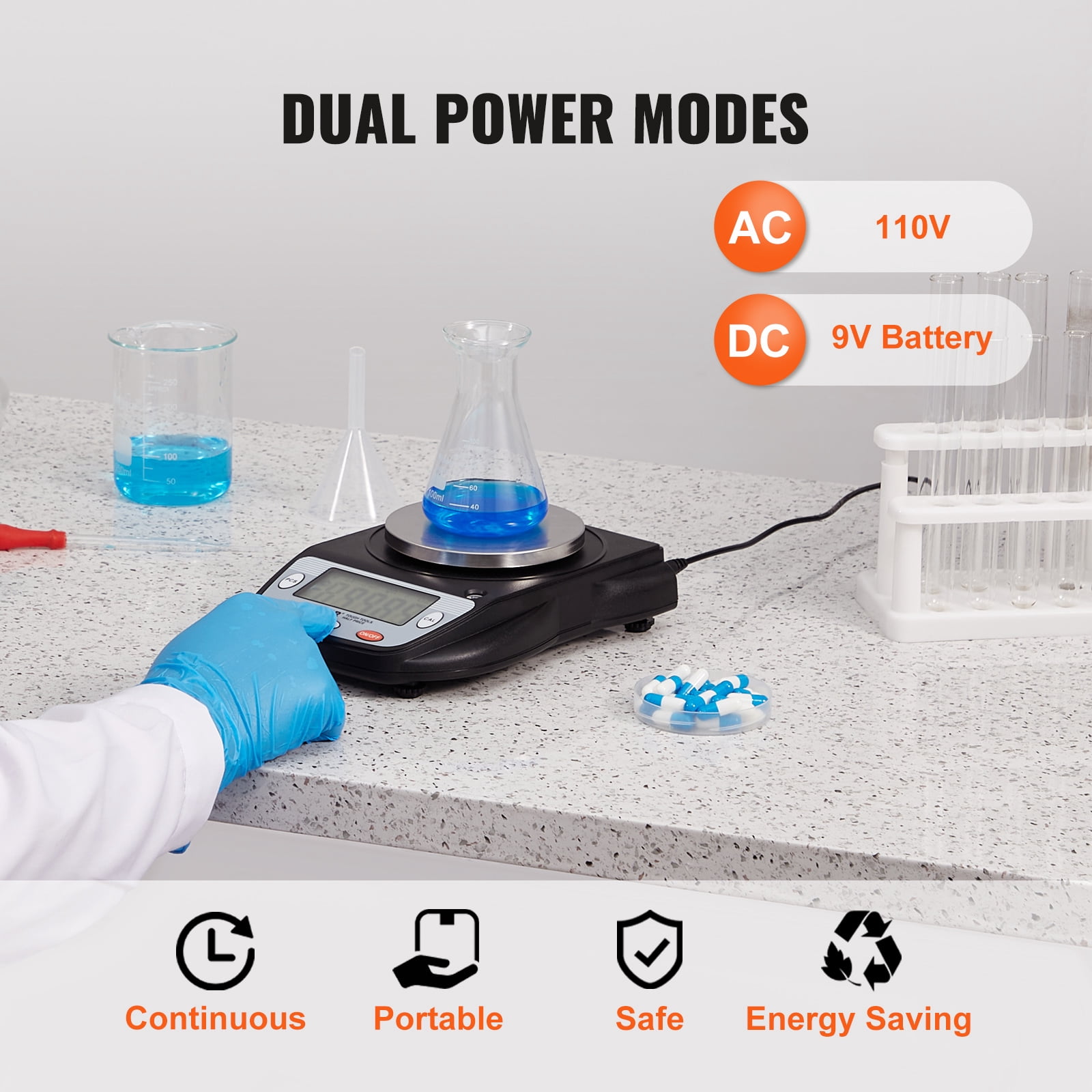 VEVOR Analytical Balance, 600g x 0.01g Accuracy High Precision Lab Scale, 6 Units Conversion Electronic Scientific Laboratory Scale, LCD Display Digital Jewelry Weighing Scale for Lab, Jewelry