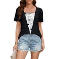 thumbnail image 1 of Jacenvly Hauts pour Femmes Liquidation Mode pour Femmes Vêtements de Printemps/été Mode T-shirt Imprimé Bas Manches Courtes Col Rond Haut/chemise Hauts pour Femmes Liquidation, 1 of 7