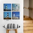 thumbnail image 6 of Nautical Lighthouse Canvas Wall Art Bathroom Decor Vintage Blue Ocean Landscape Prints Pictures Rustic Coastal Scenery Paintings for Bedroom Modern Home Office Decoration Framed Artwork 16x16 x4 Pcs, 6 of 6