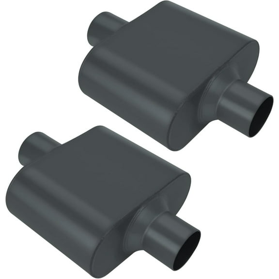 Pair of Single Chamber Performance Race Muffler 2.5" Center/Center Universal Muffler (2.5 Inch)