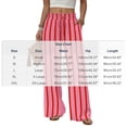 thumbnail image 3 of Edvintorg Women Pants Striped Elastic Waisted Wide Leg Loose Casual Lightweight Trouser with Pockets Clothes Women Hot Pink XL, 3 of 8